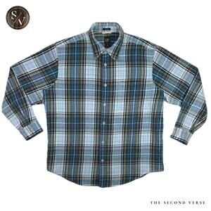 GAP Relaxed Fit Flannel Plaid Button Up Long Sleeve Shirt Mens XL